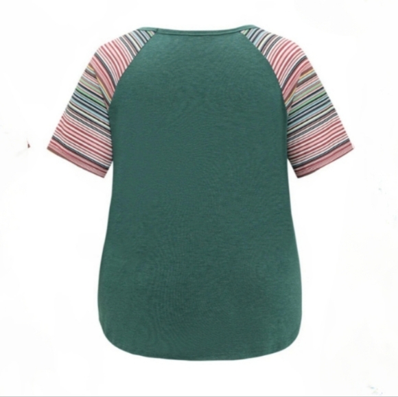 BloomChic Super Soft Essentials Striped Contrast Raglan Sleeve T-shirt 14-16 - Picture 13 of 13